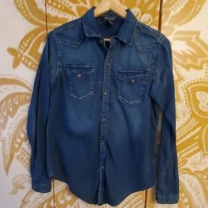 Maison Scotch navy blue denim work shirt - sz 2